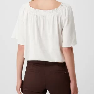 Aktion 🥰 Cream Off-Shoulder-Blusenshirt Mit Leinen-Anteil Modell ‘Venta’ – Weiß 🎁 15