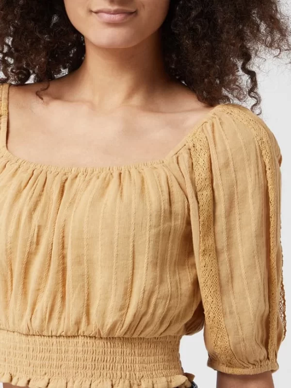 Billig ✨ American Eagle Cropped 👚 Shirt Mit Zierborten – Gelb ⭐ 4